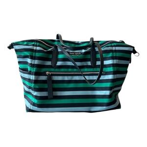 Kate Spade Striped Green and Navy Tote Bag